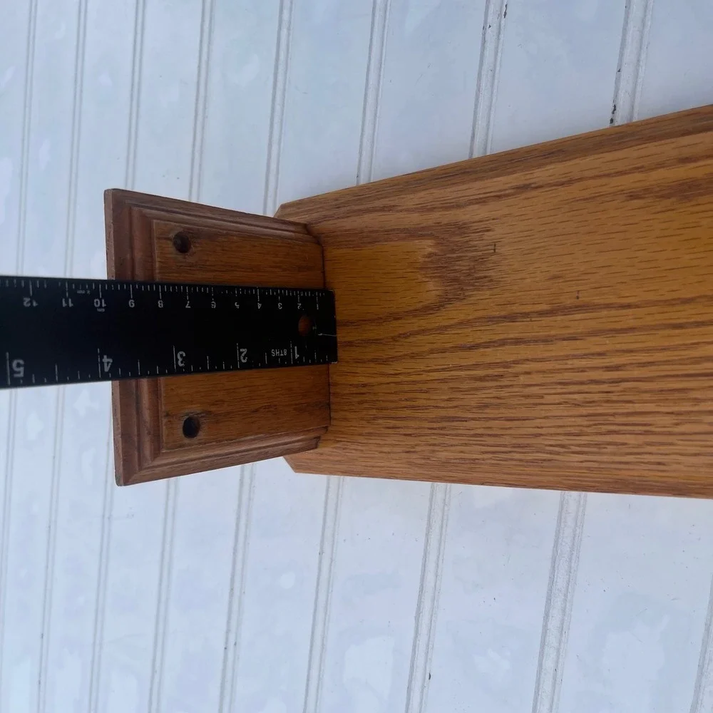 Vintage Solid Oak Wood Wall Hanging Display Shelf Beveled Edge Honey Brown